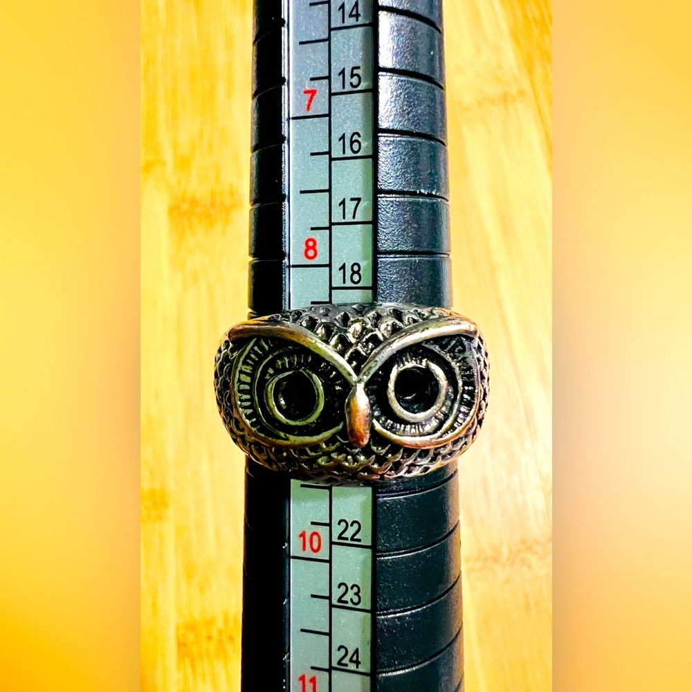 Owl Design Ring Whimsy Woodland Animals Twin Peaks Size 8.75 Unisex Adjustable